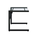 Caesar 34x28" Desk // Black with Clear Tempered Glass Top