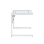 Caesar 34x28" Desk // White with Clear Tempered Glass Top