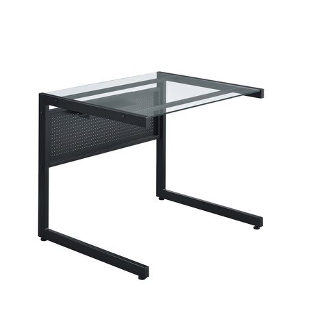 Caesar 34x28" Desk // Black with Clear Tempered Glass Top