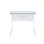 Caesar 34x28" Desk // White with Clear Tempered Glass Top