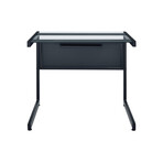 Caesar 34x28" Desk // Black with Clear Tempered Glass Top