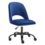 Quinn Office Chair // Blue Velvet with Black Base