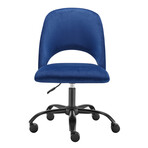 Quinn Office Chair // Blue Velvet with Black Base