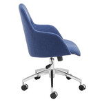 Devon Office Chair // Blue Fabric with Polished Aluminum Base