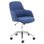 Devon Office Chair // Blue Fabric with Polished Aluminum Base