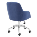 Devon Office Chair // Blue Fabric with Polished Aluminum Base