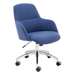 Devon Office Chair // Blue Fabric with Polished Aluminum Base