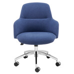 Devon Office Chair // Blue Fabric with Polished Aluminum Base