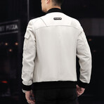 Varsity Leather Jacket // White (XL)