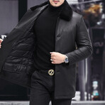 Leather Coat + Mink Fur // Black (L)