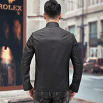 Racer Leather Jacket // Black // Style 3 (L)