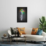 Flying Balloons Girl Print on Acrylic Glass by Octavian Mielu (16"H x 24"W x 0.25"D)