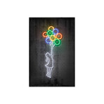 Flying Balloons Girl Print on Acrylic Glass by Octavian Mielu (16"H x 24"W x 0.25"D)