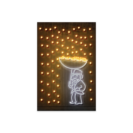 Money Rain Print on Acrylic Glass by Octavian Mielu (16"H x 24"W x 0.25"D)