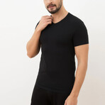 V-Neck Short Sleeve T-Shirt // Black (L)