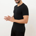 V-Neck Short Sleeve T-Shirt // Black (XL)