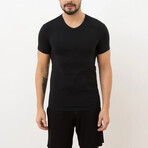 V-Neck Short Sleeve T-Shirt // Black (M)