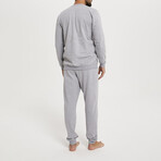 2 Pc Set - Long Sleeve Shirt Kangaroo Pocket + Trousers // Gray Melange (M)