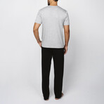 2 Pc Set - Short Sleeve Shirt + Trousers // Gray Melange + Black (XL)