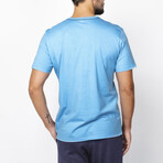 2 Pc Set - Short Sleeve T-Shirt + 3/4 Trousers // Light Blue + Navy Blue (L)