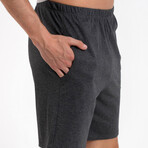 2 Pc Set - Raglan Short Sleeve Shirt + Shorts // Light Gray Melange + Dark Gray Melange (XL)