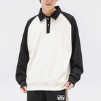 Raglan Polo Sweatshirt // Black + White (L)