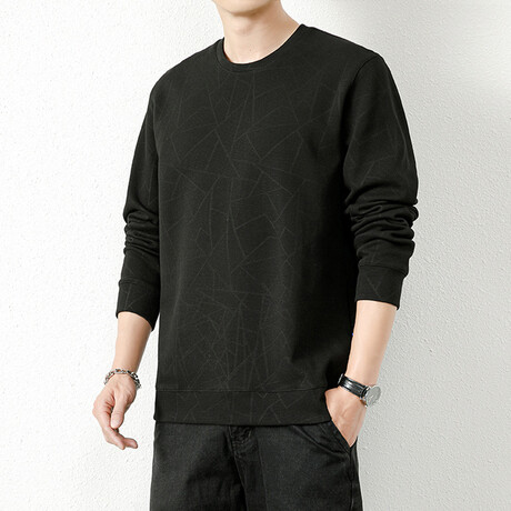 Printed Geometric Patterns Sweatshirt // Black (XS)