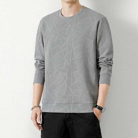 Printed Geometric Patterns Sweatshirt // Light Gray (XS)