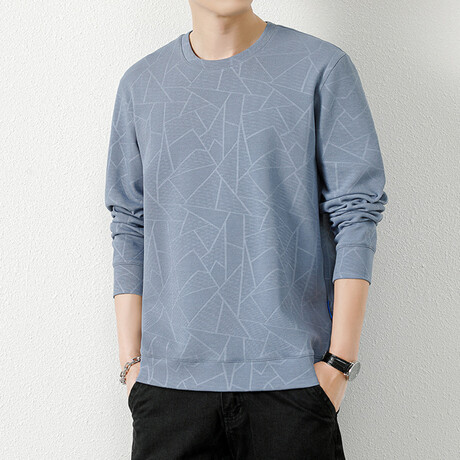 Printed Geometric Patterns Sweatshirt // Light Blue (XS)