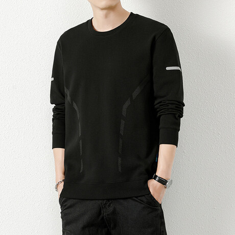 Printed Dynamic Patterns Sweatshirt // Black (XS)