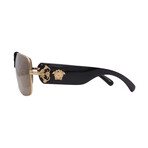 Mens Versace VE2207Q 1002/5 Aviator Sunglasses // Gold + Mirror Gold Brown