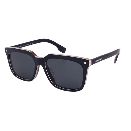 Mens Burberry BE4337F 379987 Square Sunglasses // Blue + Grey