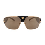 Mens Versace VE2207Q 1002/5 Aviator Sunglasses // Gold + Mirror Gold Brown