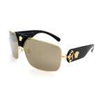 Mens Versace VE2207Q 1002/5 Aviator Sunglasses // Gold + Mirror Gold Brown