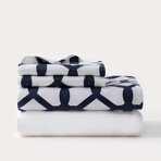 Chain Link Allover Printed Sheet Set  // Navy (King)