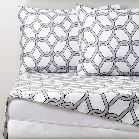 Chain Link Allover Printed Sheet Set // Grey (King)