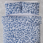 Seersucker Leopard Duvet Cover  // Blue (King)