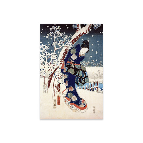 Snow Scene in the Garden of a Daimyo, part of Triptych  Print on Acrylic by Utagawa Hiroshige