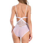 Lace + Mesh Bodysuit // White (XS)