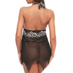 Lace Babydoll + G-String // Black + White (XS)