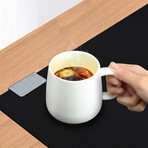 KINGFOM 4-in-1 Wireless Charger Heated Desk Pad with Cup Heater