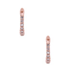 18K Rose Gold Diamond Small Hoop Earrings // New