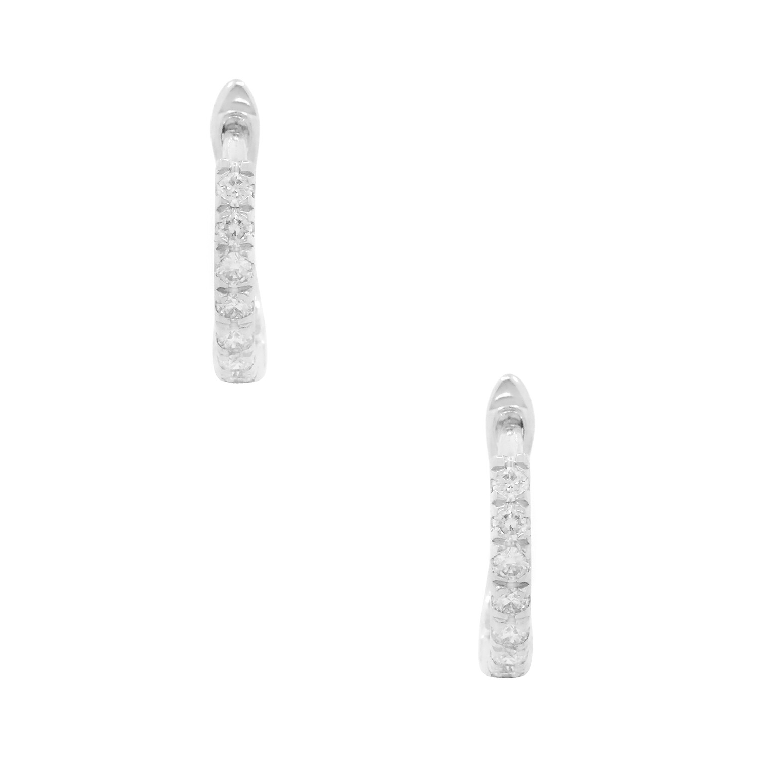 18K White Gold Diamond Small Hoop Earrings // New - Diamond Earrings ...