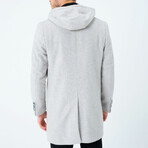 Button & Zip Up Hooded Coat // Beige Melange (4XL)