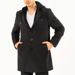 Hooded Over Coat // Black Melange (M)