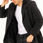 Hooded Over Coat // Black Melange (M)