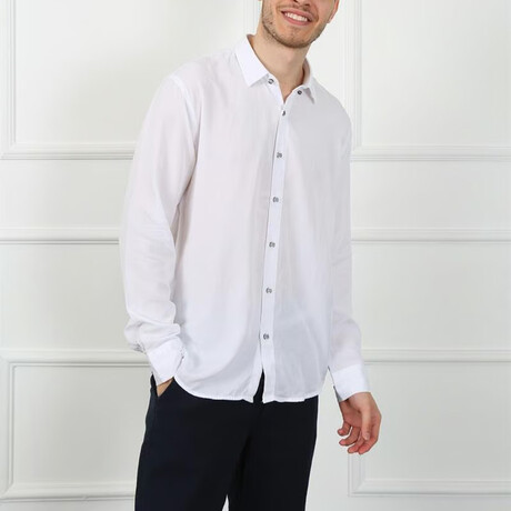 Solid Button Up Shirt // White (XS)