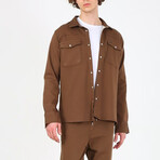 Utility Button Up Shirt // Brown (M)