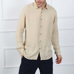 Solid Button Up Shirt // Beige (2XL)