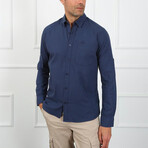 Solid Button Up Shirt // Navy Blue (S)